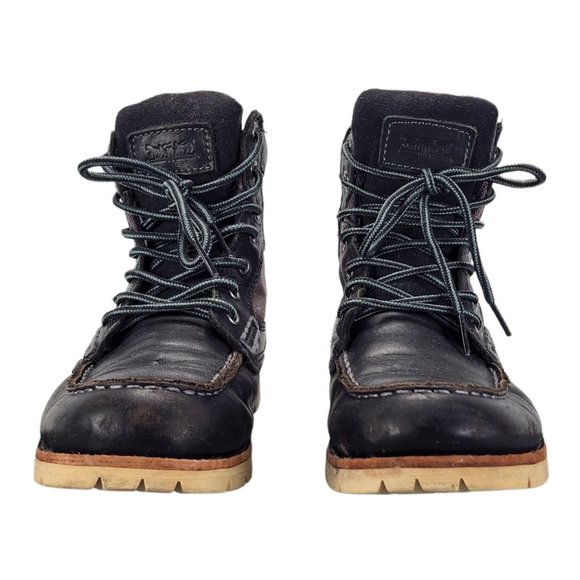 Levi\'s Richmond Boots Black Denim Leather Red Tab Lace Up Men\'s Size 7 main image 4
